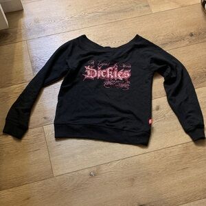 Dickies Black Off-Shoulder Top with Red Graphic